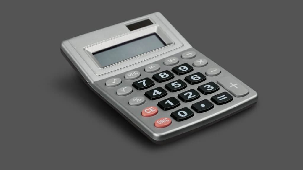calculator on a dark background.