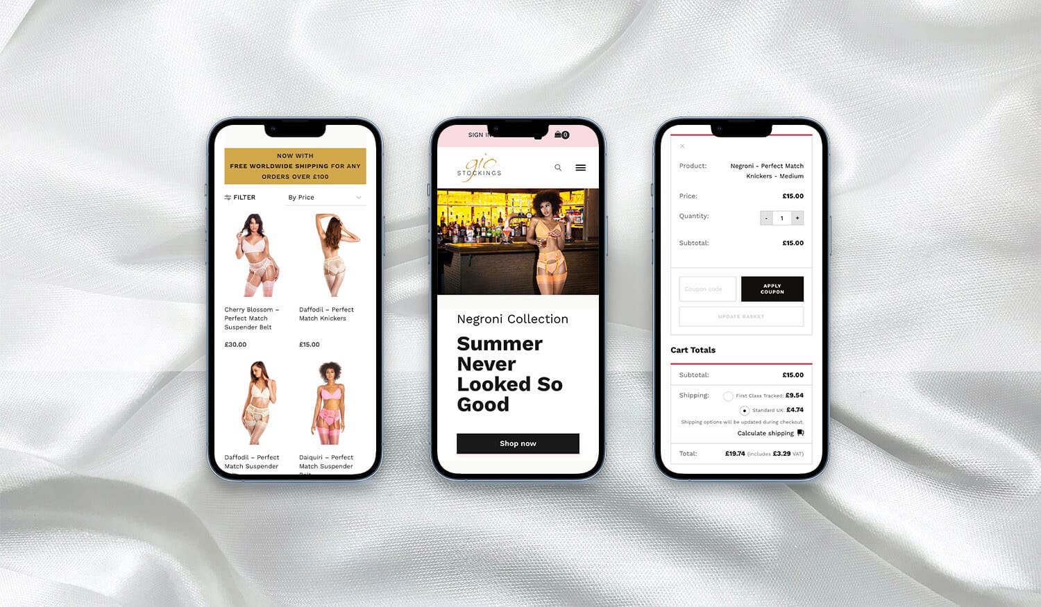 Gio Stockings - Mobile Responsive - 3 iPhone Mockup